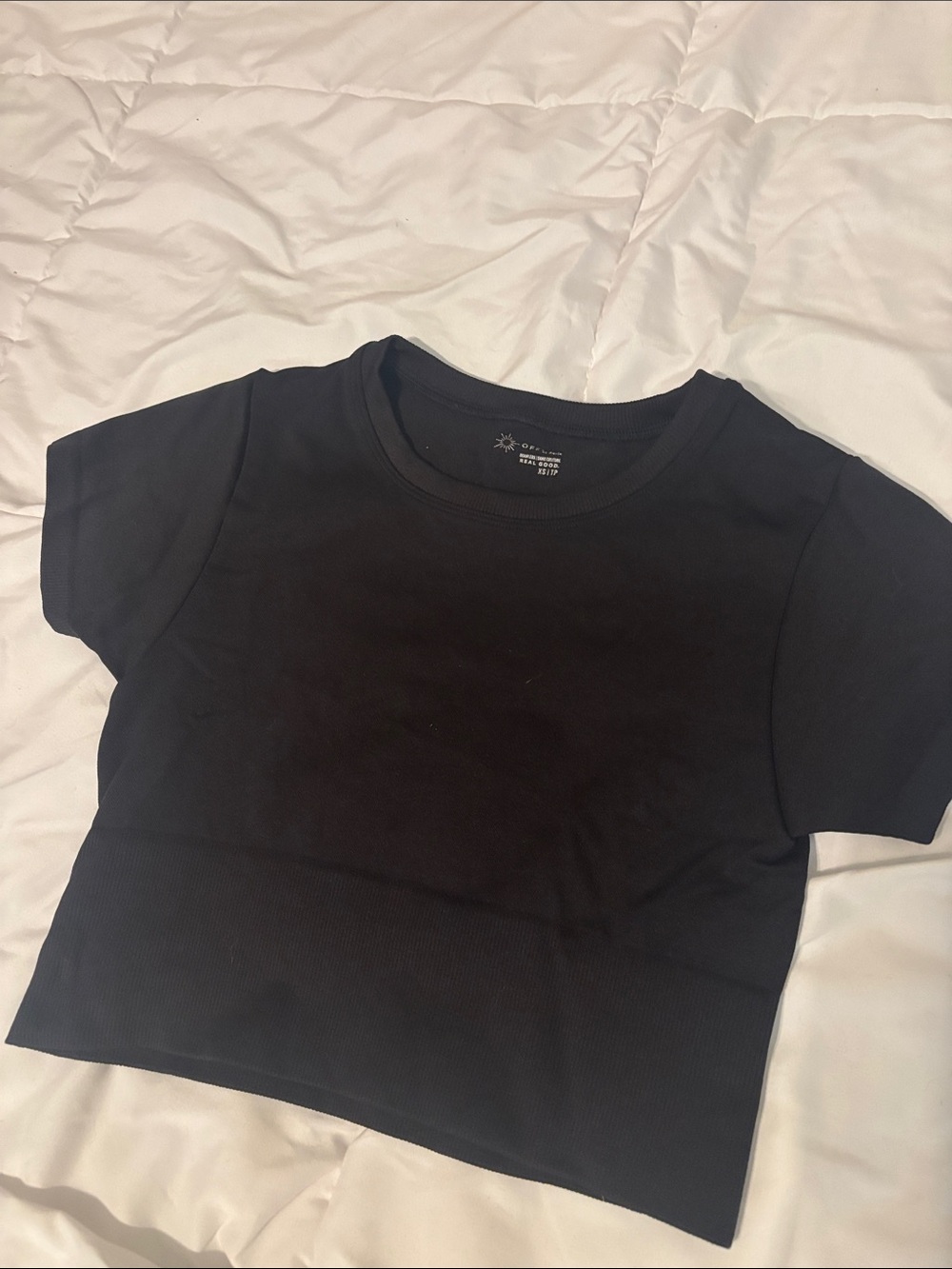 aerie Black Short Sleeve Crop Tee